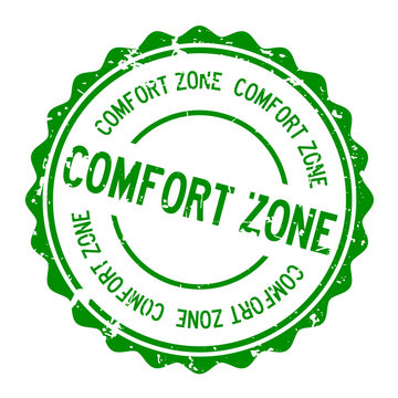 Grunge green comfort zone word round rubber seal stamp on white background