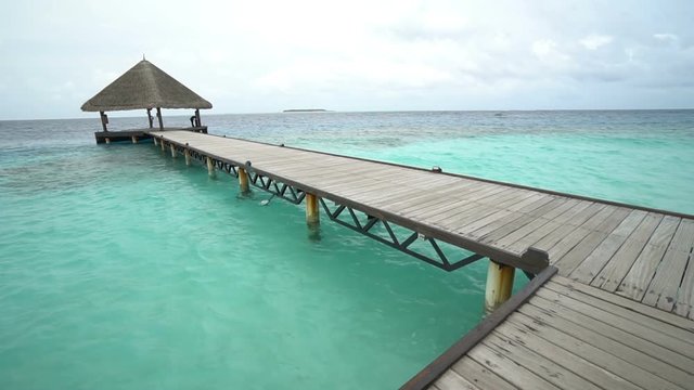 Holiday resort with wooden house on the ocean.