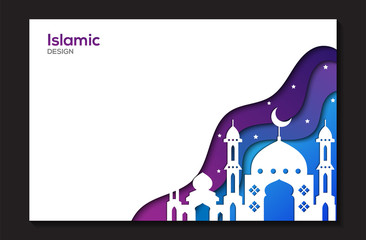 islamic design with mosque paper cut style