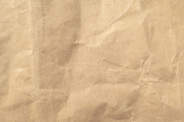 Brown crumpled paper texture background.