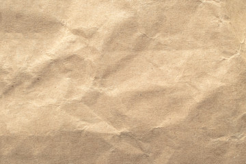 Brown crumpled paper texture background.
