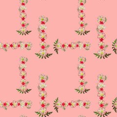 Bunch, bouquet or boutonniere. Seamless pattern texture of flowers. Floral background, photo collage