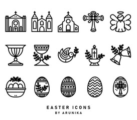 Easter Outline Icon Set