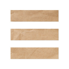 Paper tag set. Close up of a piece of note paper on white background. Piece of newspaper on white.