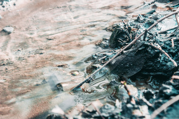 Water flows through a small river