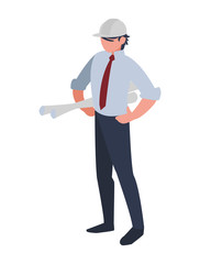 elegant engineer with planes paper