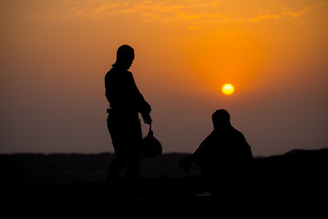 Fototapeta na wymiar Sunrise in Erta Ale in Ethiopian
