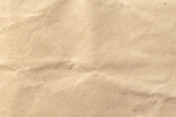 Brown crumpled paper texture background.