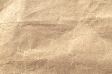 Brown crumpled paper texture background.