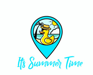 Fun Rubber Duck logo template, for summer traveling
