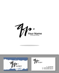 Q P QP initial handwriting logo template vector.  signature logo concept
