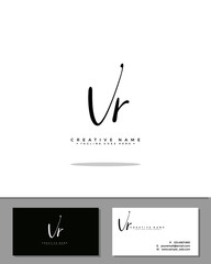 V R VR initial handwriting logo template vector.  signature logo concept
