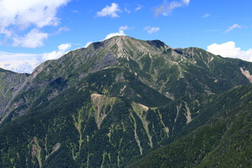 南アルプス光岳への道　縦走路から見る南アルプス南部の山々　聖岳