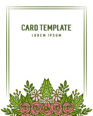 Vector illustration design card template with crowd of leaf wreath frame