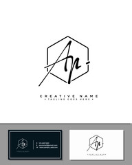 A P AP initial handwriting logo template vector.  signature logo concept
