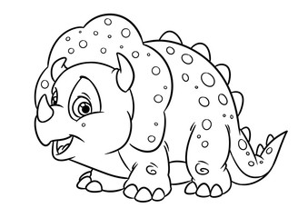 funny triceratops dinosaur animal character cartoon illustration isolated image coloring page
