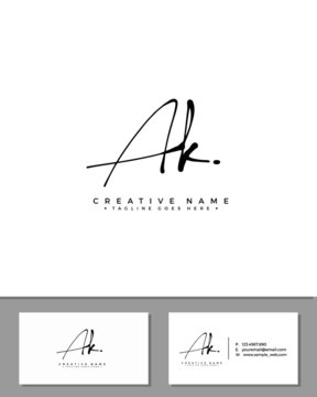 A K AK initial handwriting logo template vector.  signature logo concept