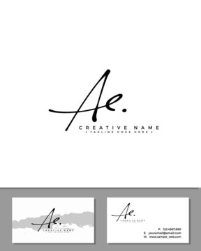 A E AE initial handwriting logo template vector.  signature logo concept