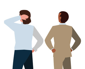 elegant businessmen with back possition characters