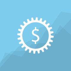 Gear money icon with graph on background for business concept