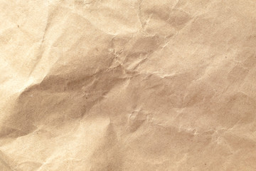 Brown crumpled paper texture background.