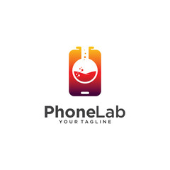 phone lab logo vector with phone illustration
