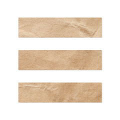 Paper tag set. Close up of a piece of note paper on white background. Piece of newspaper on white.