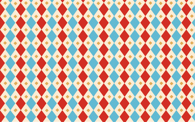 Circus blue and red Harlequin Classic vintage Wallpaper - obrazy, fototapety, plakaty