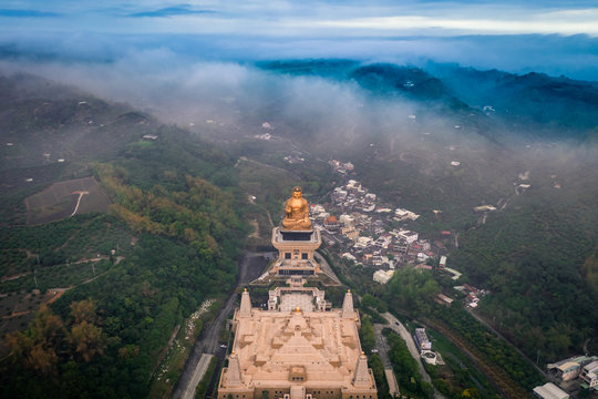 Fo Guang Shan Buddha Memorial Center, Kaohsiung (with chinese character " Budda on the Incense Burner) ,Taiwan, Aerial view o Guang Shan Buddha.