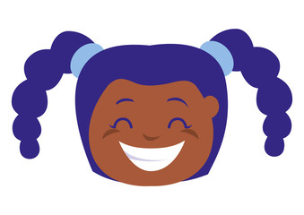 happy little black girl head character