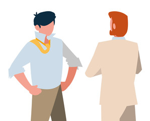 elegant businessmen with different possitions characters