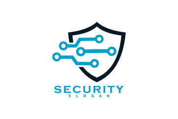 tech shield security logo design template element