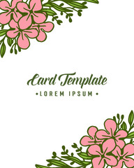 Vector illustration style pink flower frames blooms with vintage card template