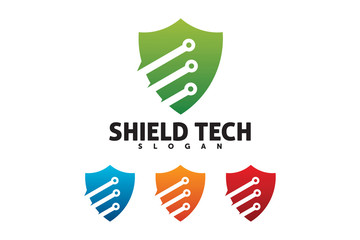 tech shield security logo design template element