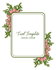 Vector illustration shape pink flower frame with card template design