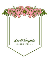 Vector illustration shape pink flower frame with card template design