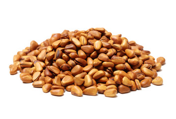 Pine nuts on white background