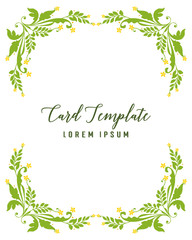 Vector illustration ornate of green leafy flower frame with shape of card template