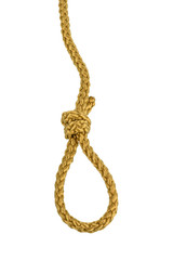 Hangman's noose made of Twine rope or Jute Rope with Knot isolated on White Background