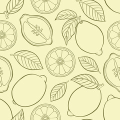 Seamless pattern lemons with leaves.