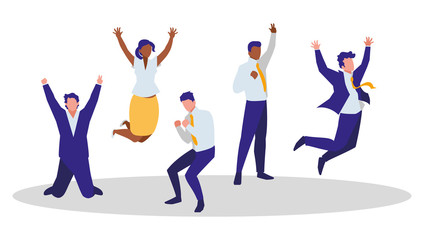 elegant business people celebrating characters