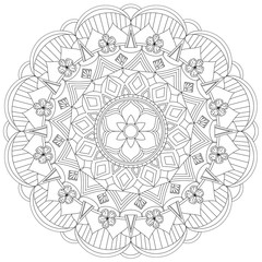 Mandala Intricate Patterns Black and White. Hand drawn abstract background. Decorative retro banner isolated. Invitation, t-shirt print, wedding card, scrapbooking. Tattoo element.
