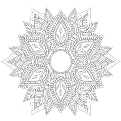 Mandala Intricate Patterns Black and White. Hand drawn abstract background. Decorative retro banner isolated. Invitation, t-shirt print, wedding card, scrapbooking. Tattoo element.