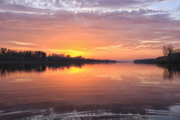 magnificent sunset over the river