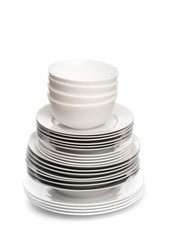 Set of white dishes . table wear