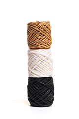 Hemp rope roll isolated on white background.