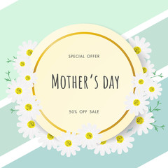 Mother day sale background with beautiful flower, vector illustration template, banners, Wallpaper, invitation, posters, brochure, voucher discount