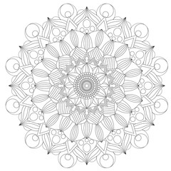 Mandala Intricate Patterns Black and White Good Mood. Flower Vintage decorative elements Oriental. Round ornament, mandala, ethnic decorative element, boho style, zentangle.