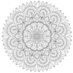 Mandala Intricate Patterns Black and White Good Mood. Flower Vintage decorative elements Oriental. Round ornament, mandala, ethnic decorative element, boho style, zentangle.