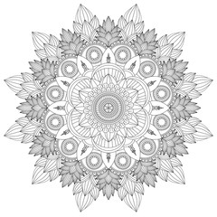 Mandala Intricate Patterns Black and White Good Mood. Flower Vintage decorative elements Oriental. Round ornament, mandala, ethnic decorative element, boho style, zentangle.
